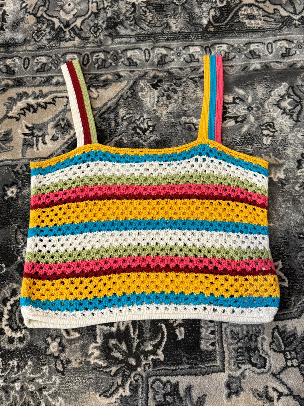 Yargıcı Crochet Striped Sunny Tank Top in Multicolor